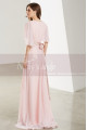 Robe Longue Rose Poudre Avec Manches Volantes - Ref L1914 - 04