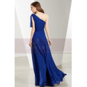 Robe Longue Du Soir Bleu Roi Asymétrique En Mousseline - Ref L1904 - 03