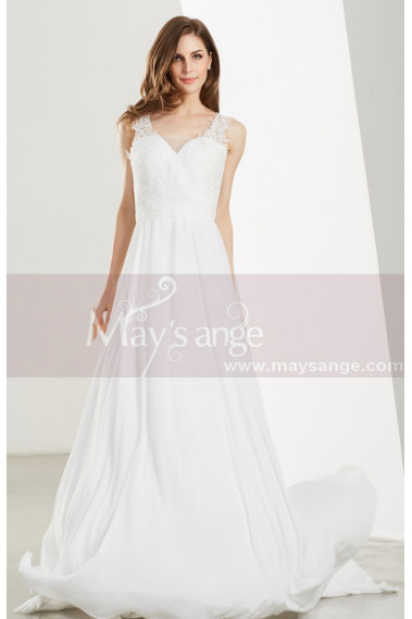 White Long Chiffon Evening Prom Dresses - L1903 #1