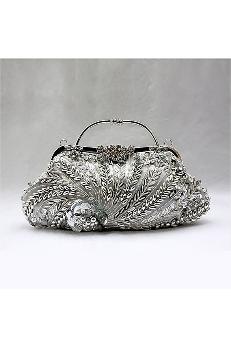 Little grey evening bag bohemian style - Ref SAC021 - 01