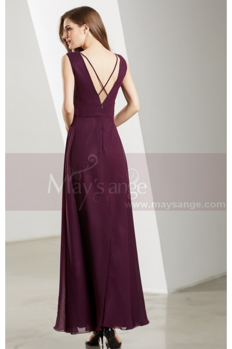 Classic Chiffon Purple Long Formal Dress For Prom - Ref L1901 - 01