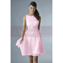 Short Pink Party Dress With Satin Belt - Ref C134 - 09