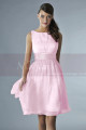 Short Pink Party Dress With Satin Belt - Ref C134 - 09