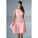 Short Pink Party Dress With Satin Belt - Ref C134 - 010