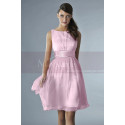 Short Pink Party Dress With Satin Belt - Ref C134 - 013