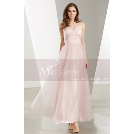 Sweetheart Bodice Pink Long Tulle Prom Dress With Straps
