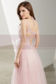 Robe De Bal Longue Rose Pas Cher Dos Nu En Tulle Bretelles - Ref L1924 - 03