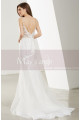 Spaghetti Strap Low Open Back Lace White Mermaid Prom Dress - Ref L1925 - 04