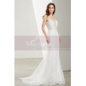 Spaghetti Strap Low Open Back Lace White Mermaid Prom Dress - Ref L1925 - 03