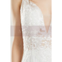 Spaghetti Strap Low Open Back Lace White Mermaid Prom Dress - Ref L1925 - 06