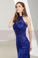 Side-Slit Lace Blue Wedding-Guest Dresses - Ref L1905 - 06