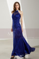 Side-Slit Lace Blue Wedding-Guest Dresses - Ref L1905 - 07