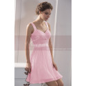 robe de cocktail rose poudre double bretelles - Ref C784 - 02