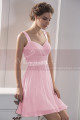 robe de cocktail rose poudre double bretelles - Ref C784 - 02