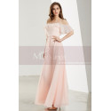 Short Sleeve Pink Long Party Dress With Thin Straps - Ref L1907 - 05