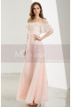 Short Sleeve Pink Long Party Dress With Thin Straps - Ref L1907 - 05