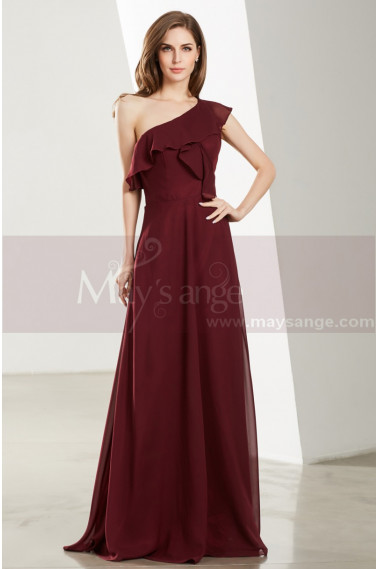 Long Beautiful Burgundy Evening Gowns With One Shoulder - L1911 #1