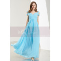 Empire-Waist Blue Sky Long Prom Dress with Straps - Ref L1915 - 02