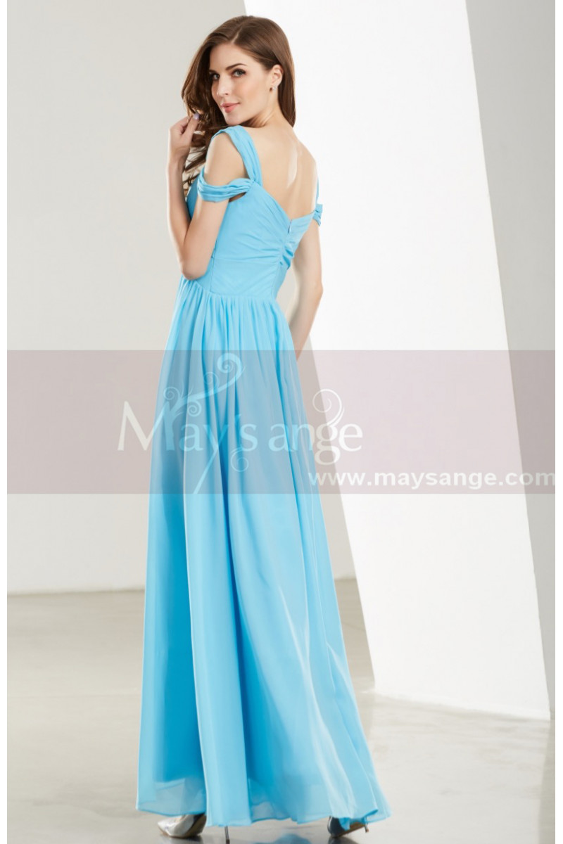 Robe longue bleu ciel avec bretelles fines