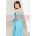 Empire-Waist Blue Sky Long Prom Dress with Straps - Ref L1915 - 03