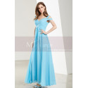 Empire-Waist Blue Sky Long Prom Dress with Straps - Ref L1915 - 06