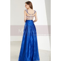 Sleeveless Beaded Strap Royal Blue Satin Prom Dress - Ref L1916 - 02