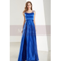 Sleeveless Beaded Strap Royal Blue Satin Prom Dress - Ref L1916 - 03