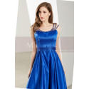 Sleeveless Beaded Strap Royal Blue Satin Prom Dress - Ref L1916 - 04