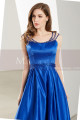 Sleeveless Beaded Strap Royal Blue Satin Prom Dress - Ref L1916 - 04
