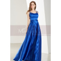Sleeveless Beaded Strap Royal Blue Satin Prom Dress - Ref L1916 - 05