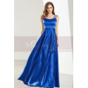 Sleeveless Beaded Strap Royal Blue Satin Prom Dress - Ref L1916 - 06