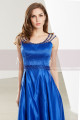 Sleeveless Beaded Strap Royal Blue Satin Prom Dress - Ref L1916 - 07