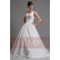 Top Lace White Simple Wedding Gown With Thin Strap - Ref M019 - 02