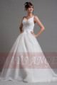 Top Lace White Simple Wedding Gown With Thin Strap - Ref M019 - 02