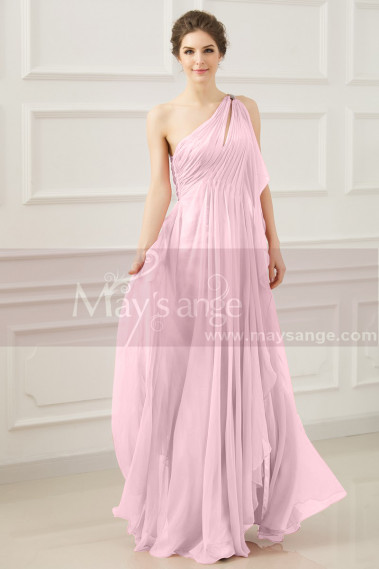 robe de soirée grec mousseline rose - L765 #1