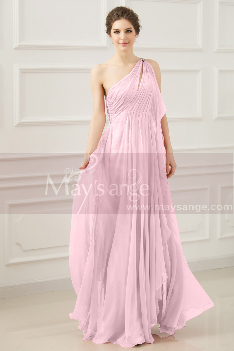 robe de soirée grec mousseline rose - Ref L765 - 01