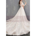 Flutter Sleeves Vintage Ivory Boho Wedding Gown With Romantic Train - Ref M1902 - 03
