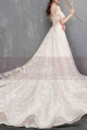 Flutter Sleeves Vintage Ivory Boho Wedding Gown With Romantic Train - Ref M1902 - 03