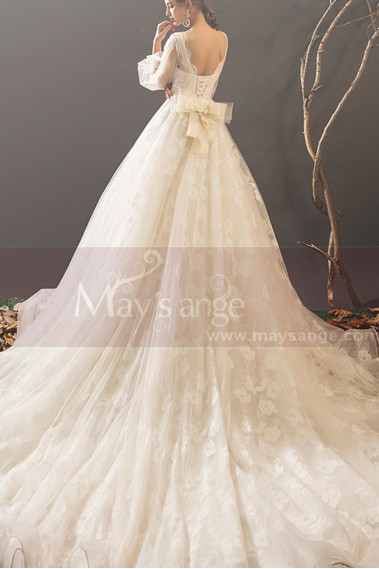 Bohemian-Inspired Wedding Dresses With Pretty Knot And Very Long Train - M1903 #1