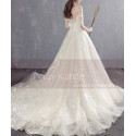 A-line Illusion Organza Bridal Dress With Train - Ref M1904 - 02