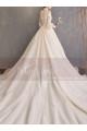 Incredible Embroidered Lace Ivory Gown For Wedding With High Collar And Very Long Train - Ref M1905 - 04