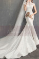 High Collar Lace Mermaid Wedding Gowns With Sleeves - Ref M1907 - 03