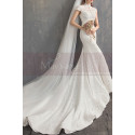 High Collar Lace Mermaid Wedding Gowns With Sleeves - Ref M1907 - 06