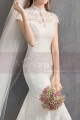 High Collar Lace Mermaid Wedding Gowns With Sleeves - Ref M1907 - 07