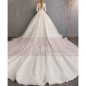 Long Sleeve Ivory Wedding Dresses With Embroidered Lace Appliqued Bodice - Ref M1909 - 03