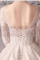 Long Sleeve Ivory Wedding Dresses With Embroidered Lace Appliqued Bodice - Ref M1909 - 02