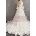 Long Sleeve Vintage Wedding Dresses With Transparent Tulle Bodice And  Golden Glitter - Ref M1911 - 02