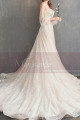 Long Sleeve Vintage Wedding Dresses With Transparent Tulle Bodice And  Golden Glitter - Ref M1911 - 05