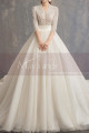 Robe Chic Pour Mariage Haut Façon Veste En Perles Grande Jupe Avec Traîne - Ref M1913 - 05