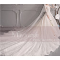 Wedding Dresses With Illusion Lace Long Length Sleeves And Deep Scooped Back - Ref M1914 - 04